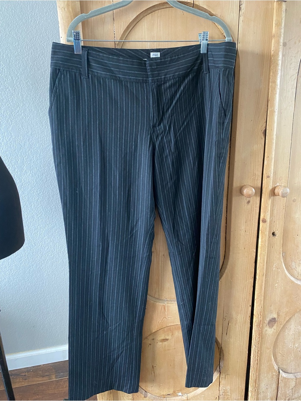 Old Navy Black Pinstripe Dress Pants - Subtle White Stripes